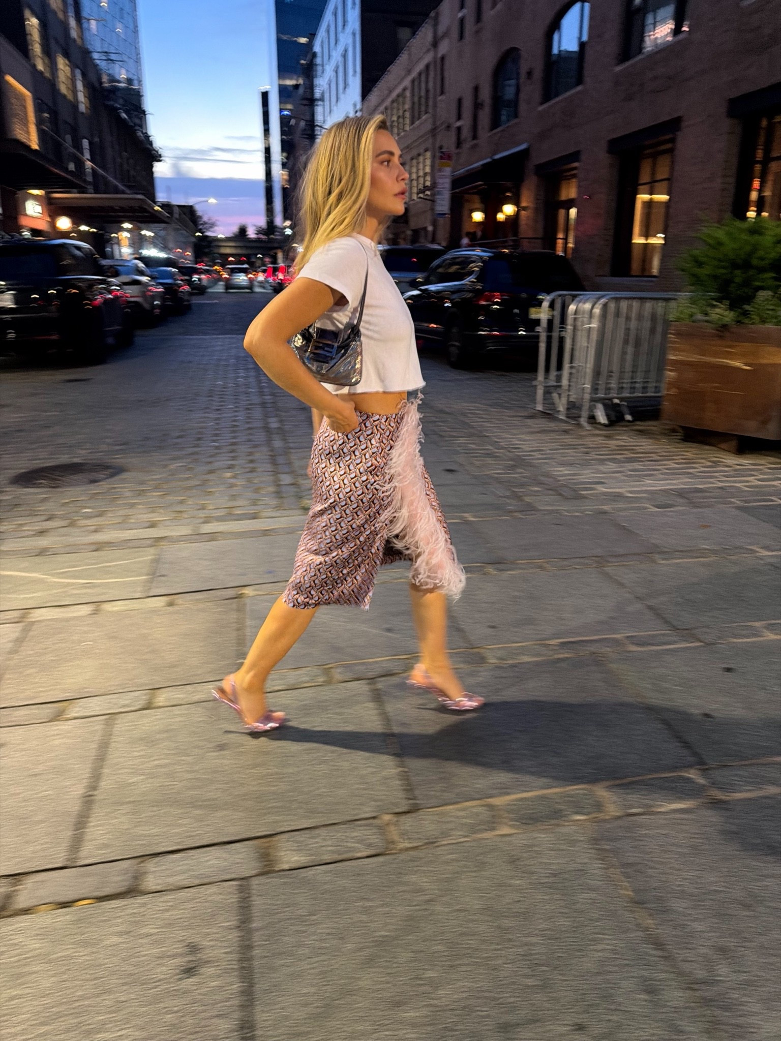 Tee cropped I own both small & medium order up for more length 
Other cropped tee size small 
Sheer skirt size 4 runs a size small 
*Bag vintage fendi*
