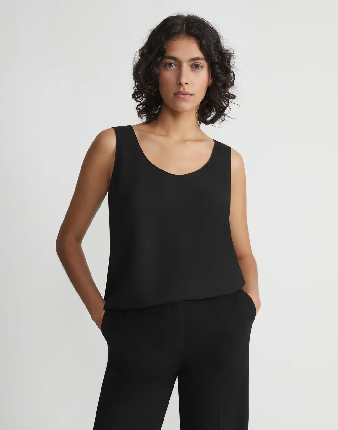 Plus-Size Silk Double Georgette Sleeveless Blouse | Lafayette 148 New York