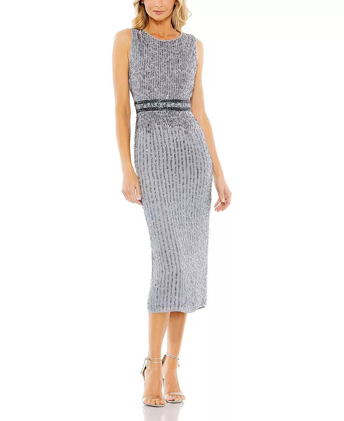 Sleeveless High Neck Beaded Midi Sheath Dress | Bloomingdale's (US)