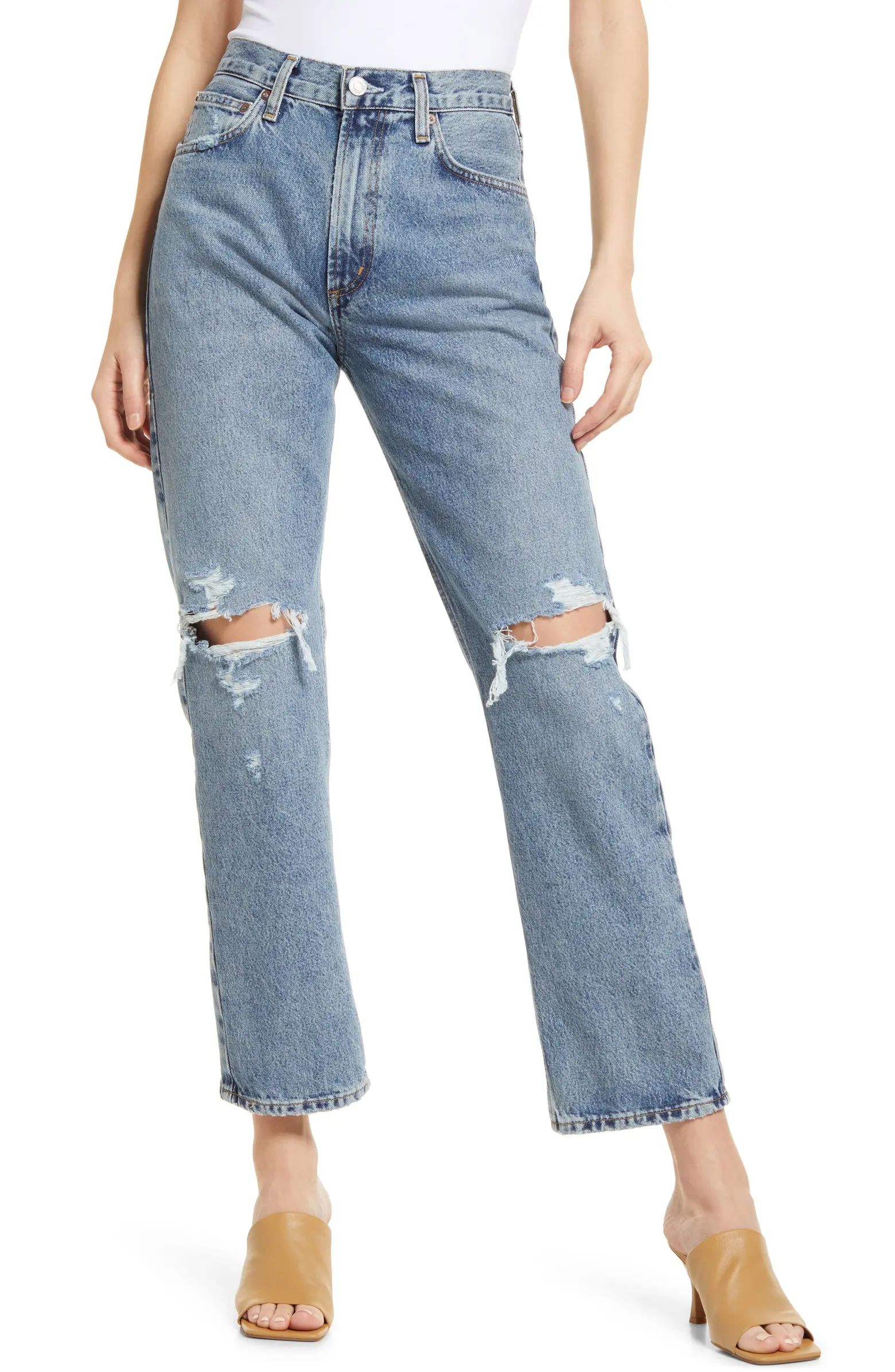 AGOLDE Mia Ripped Straight Leg Organic Cotton Jeans | Nordstrom | Nordstrom