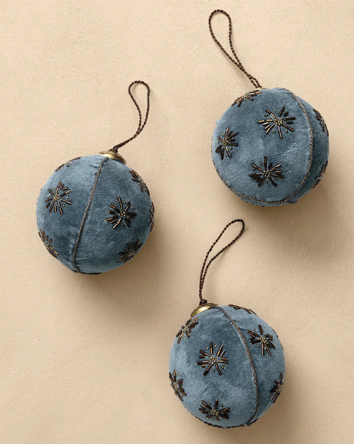 4" Embroidered Velvet Baubles (Set of 3) | McGee & Co. (US)