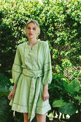 Jewel Neck SUE SARTOR Flounce Mini | Provence Embroidery | SUE SARTOR