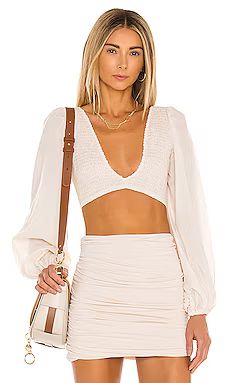 Indah Biru Solid Ruched Bodice Crop Top in Opal from Revolve.com | Revolve Clothing (Global)