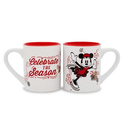 Silver Buffalo Disney Mickey and Minnie Mouse "Celebrate The Season" Ceramic Mugs | Set of 2 | Target