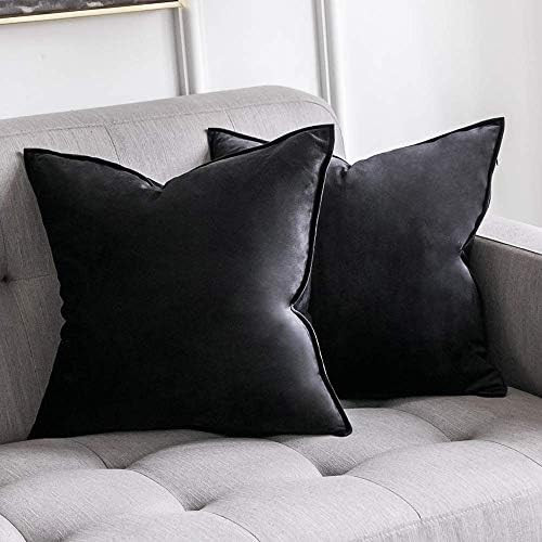 MIULEE Pack of 2 Decorative Velvet Throw Pillow Cover Soft Pillowcase Solid Square Cushion Case for  | Amazon (US)