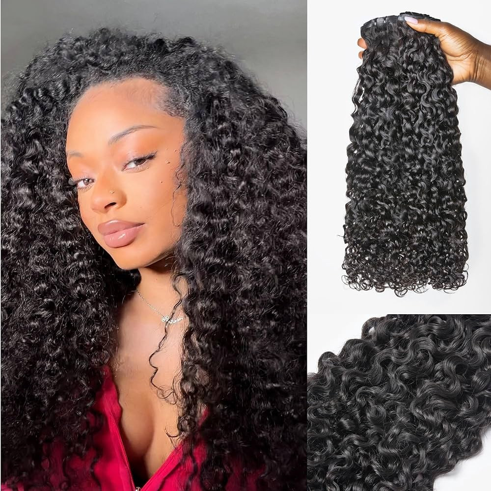 LUVME Burmese Curly Clip in Hair Extensions Real Human Hair Messy Curly Clip Ins Fullness with 2 ... | Amazon (US)