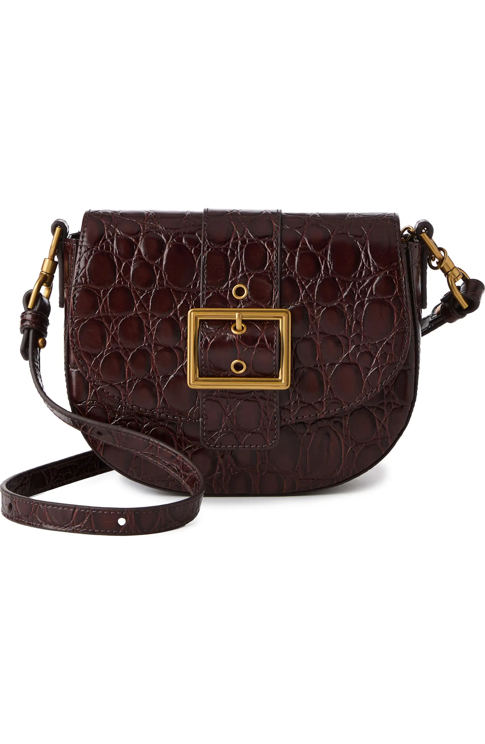 Briar Croc Embossed Leather Saddle Bag | Nordstrom