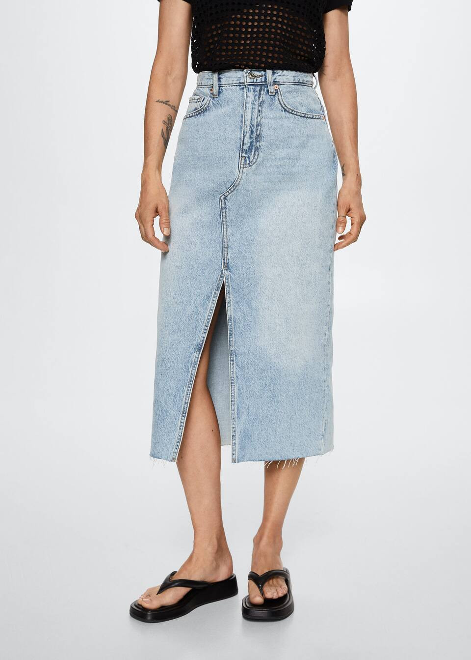 Slit denim skirt -  Women | Mango USA | MANGO (US)