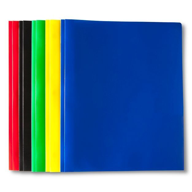 5pk 2 Pocket Plastic Folders with Prongs - up & up™ | Target