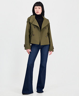 Women's Short Hooded Trench Coat | Macy's