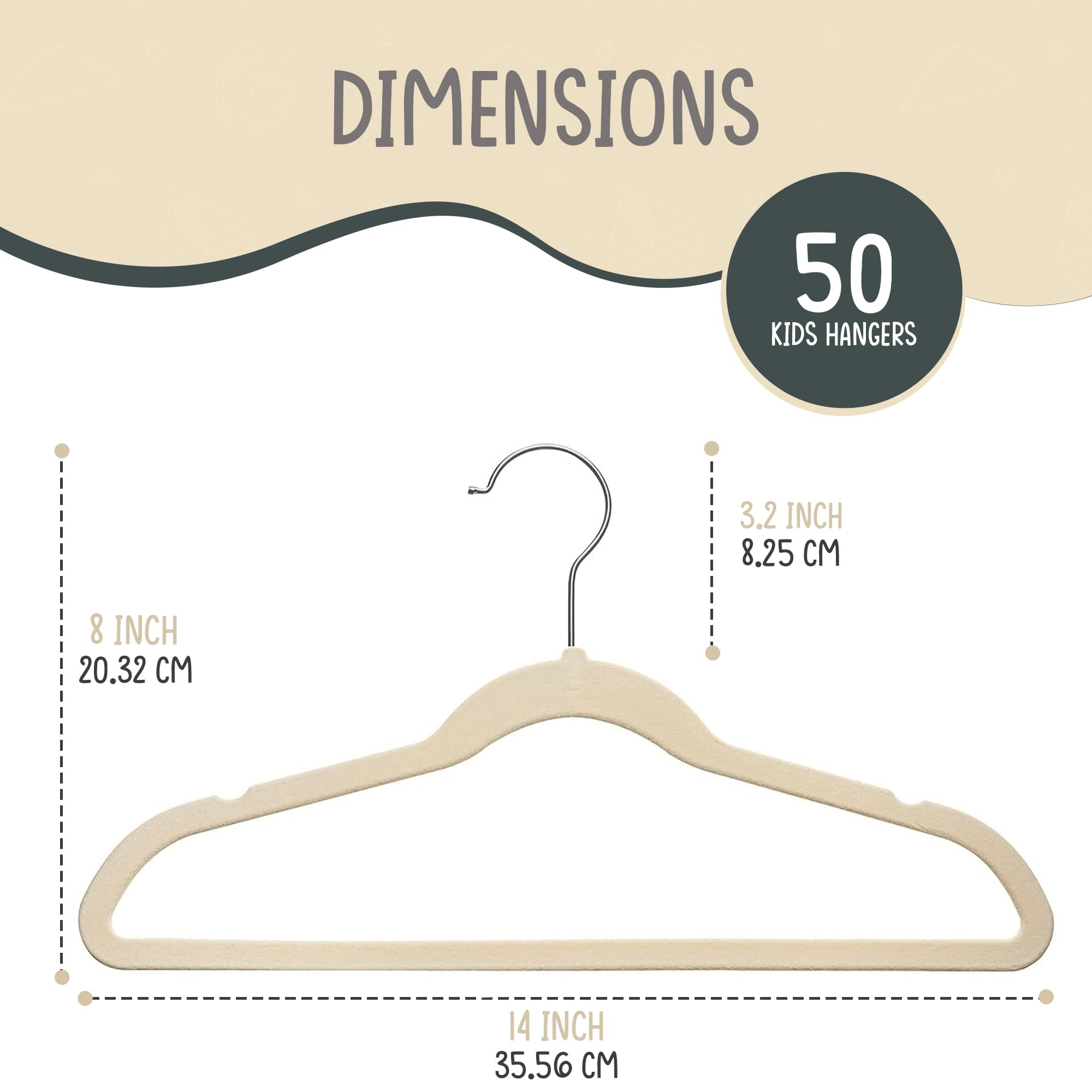 50 Premium Kids Velvet Hangers - 14" Non-Slip Clothes Hangers for Kids & Preteens - Ultra Slim, S... | Amazon (US)