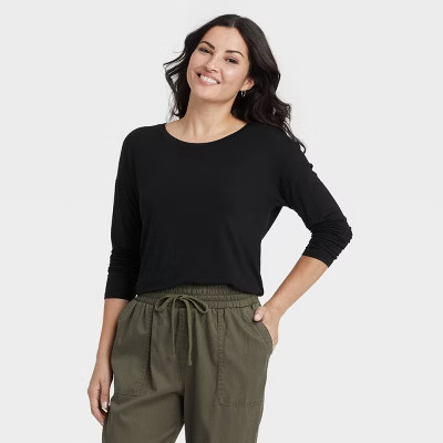 Women's Long Sleeve Rayon Span T-Shirt - A New Day™ | Target