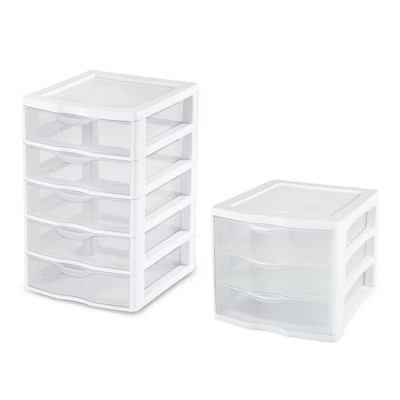 Sterilite 5 Drawer Plastic Modular Desk Storage Bin Unit, 4 Pack, and 3 Drawer Plastic Modular Desk Storage Bin Unit, 4 Pack, for Home Organization | Target