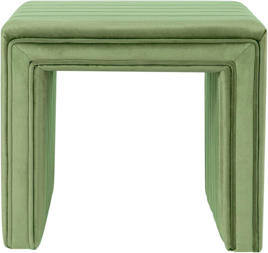 HomePop Modern Channel Tufted Velvet Ottoman Home Décor|Ottoman for Living Room & Bedroom - Gree... | Amazon (US)