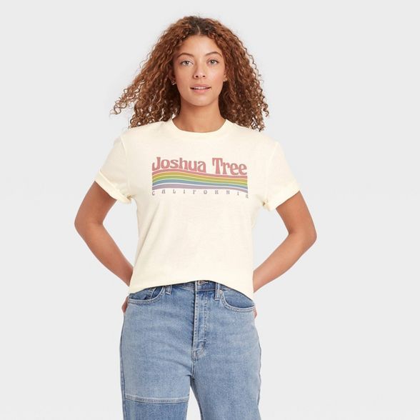 Women's Joshua Tree Rainbow Short Sleeve Graphic T-Shirt - Ivory | Target