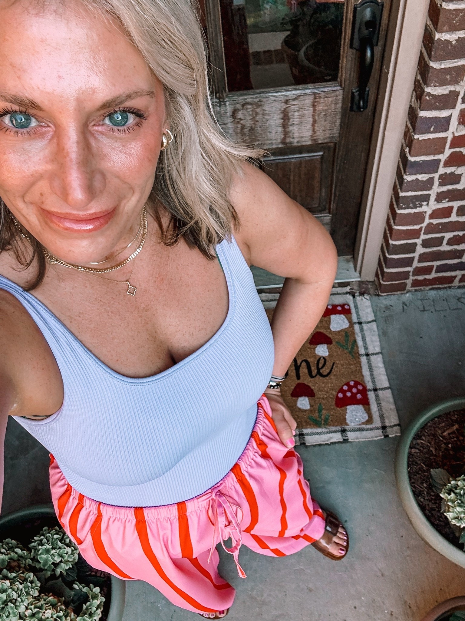 Every time I wear these pants I have to send the link to someone and now I share with you!! 
I sized up to a large in bottoms. Drawstring is perfect bc I can wear them higher on my waist or lower (would be a nice beach fit) 
The bodysuits I’ve had for at least two years and I wash and hang dry - quality fabric and they actually hold everything where it’s supposed to be! 
Shoes fit tts - have several in this brand #quality

#LTKootd #LTKOver40 #LTKmomlife