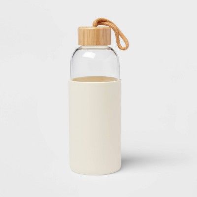 22oz Glass Water Bottle with Silicone Sleeve White Sand - Threshold&#8482; | Target