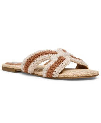 Women's Geeya Raffia Criss Cross Strap Slide Sandals | Macy's