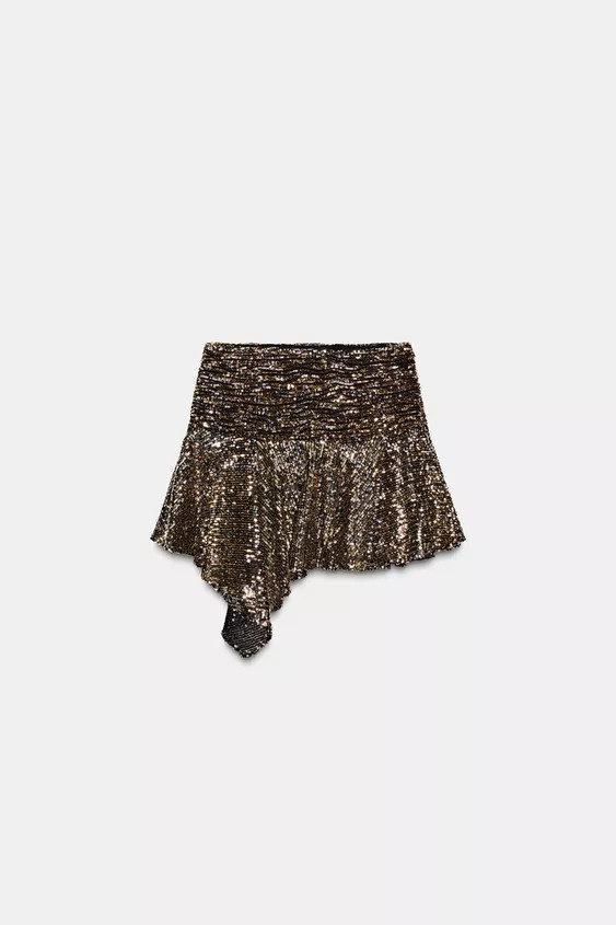 ASYMMETRIC SEQUIN SKORT | Zara US
