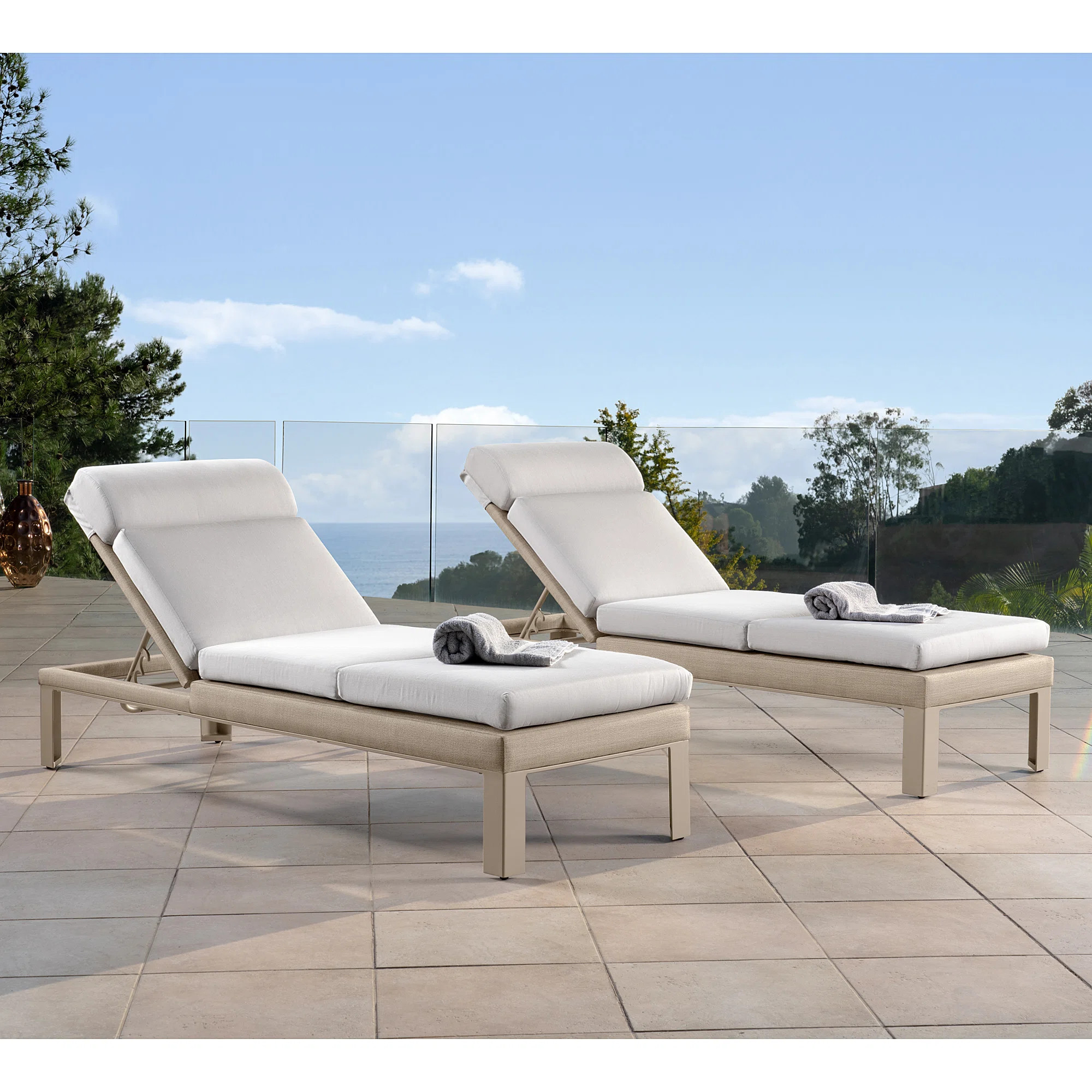 Santrez Outdoor Metal Chaise Lounge Set , Sunbrella Cushion Included (Set of 2) | Wayfair North America