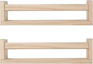 Amy Dceom Nursery Book Shelves Set of 2, Wood Floating Book Shelves for Kids Room, Rustic Baby Nu... | Amazon (US)