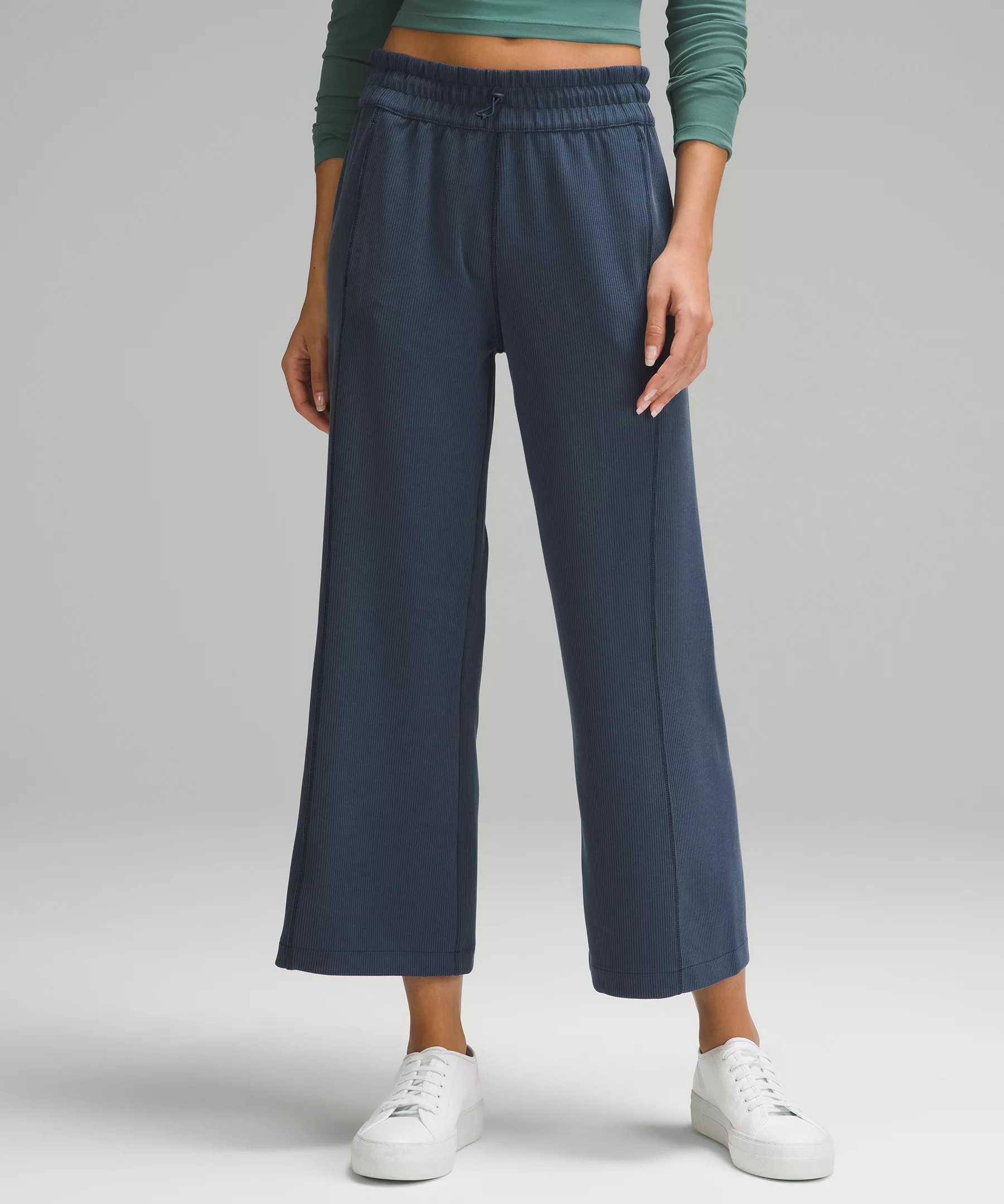 Ribbed Softstreme Mid-Rise Wide-Leg Cropped Pant 25" | Lululemon (US)