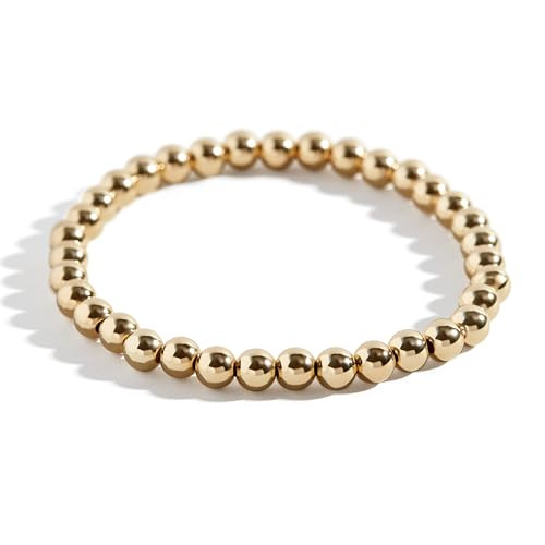 BaubleBar Pisa Bracelet - 14K Gold-Filled 4mm Beads - 6.25 (Standard) | Amazon (US)