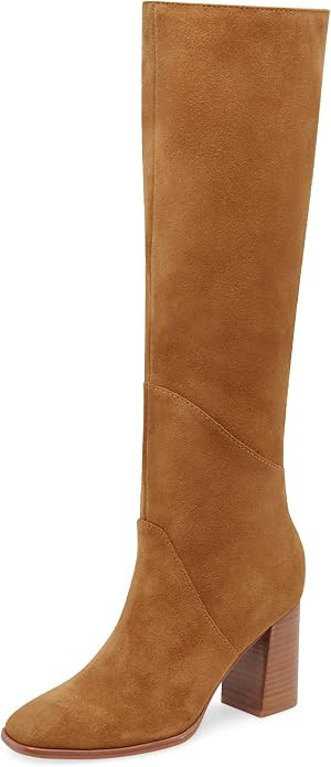 Coutgo Womens Knee High Boots Square Toe Chunky Block Heel Side Zipper Faux Suede Long Boots Fall... | Amazon (US)