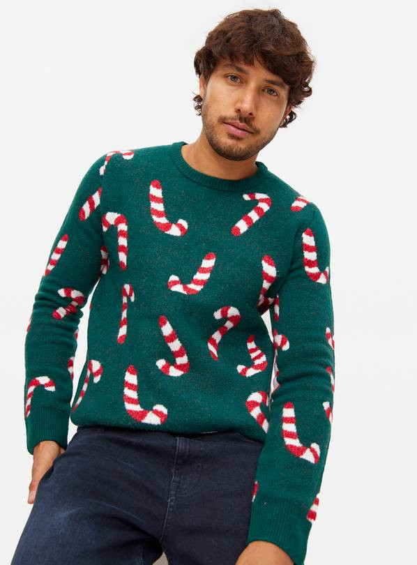 Matching Family Men's Christmas Candy Cane Crew Neck Jumper M | Tu Clothing