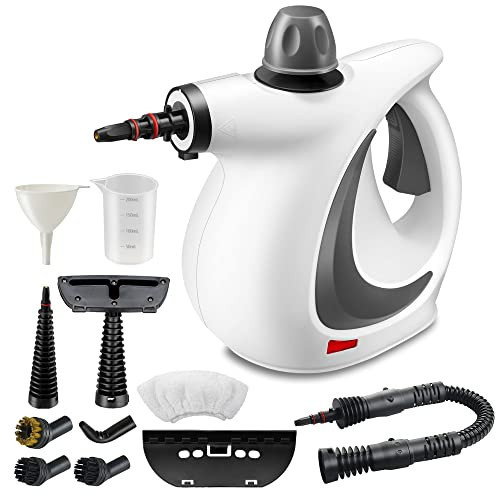 OUTGUAVA Handheld Steam Cleaner 11-Piece Accessory Set, Perfect for Stain Removal, Curtains, Car Seats, Floor, Window Cleaning, Grey | Amazon (US)