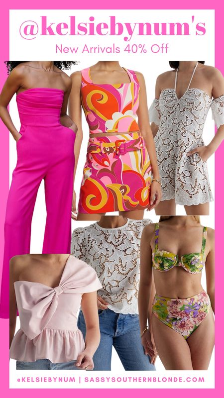 40% OFF / Retro two piece set / pink and orange outfit / pink jumpsuit / white lace romper / pink bow top / designer inspired swimsuit / pink bow top / express finds 

#LTKSeasonal #LTKsalealert #LTKstyletip