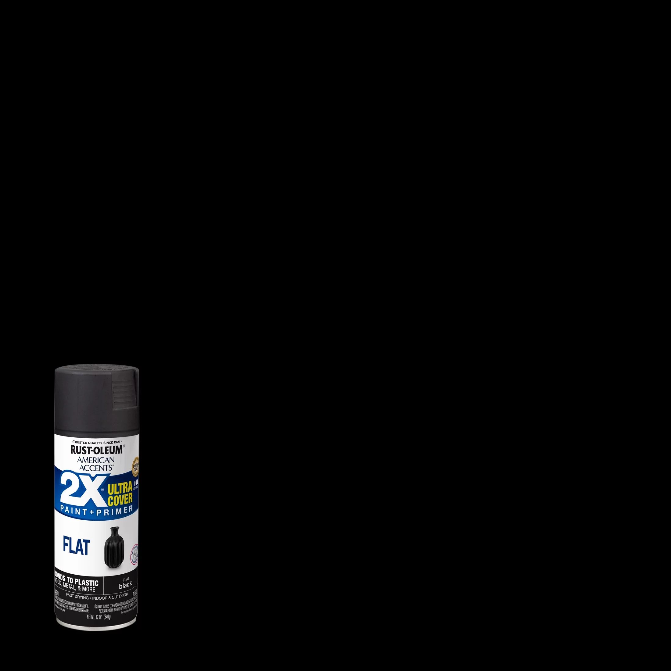 Black, Rust-Oleum American Accents 2X Ultra Cover Flat Spray Paint- 12 oz - Walmart.com | Walmart (US)