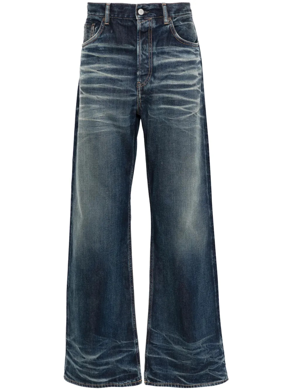 whiskered straight-leg jeans | Farfetch Global