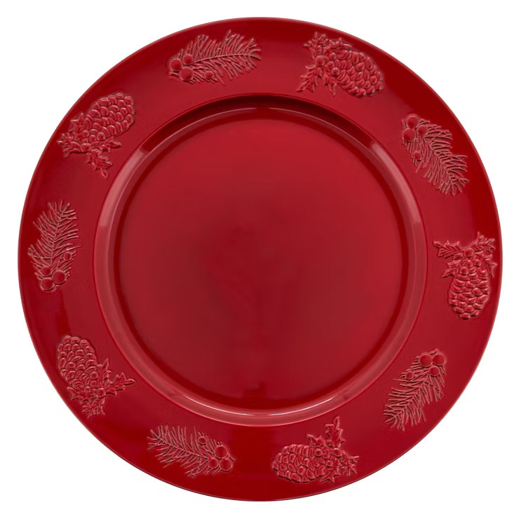 Saro Lifestyle Christmas Charger Plates With Holly Berry Design (Set of 4) | Target