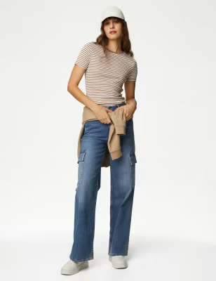 Pure Cotton Striped Slim Fit T-Shirt | Marks and Spencer US