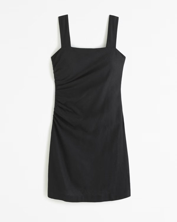 Women's Linen-Blend Ruched Squareneck Mini Dress | Women's Dresses & Jumpsuits | Abercrombie.com | Abercrombie & Fitch (US)