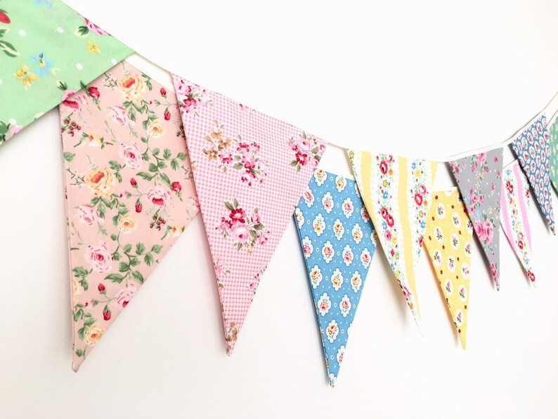 Shabby Chic Fabric Banners, Bunting, Garland, Wedding Bunting,  Flags - 3 yards (11th version) | Etsy (US)