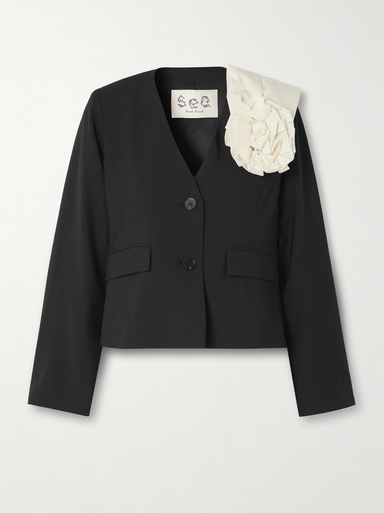 Sea - Appliquéd Crepe Blazer - Black | NET-A-PORTER (US)