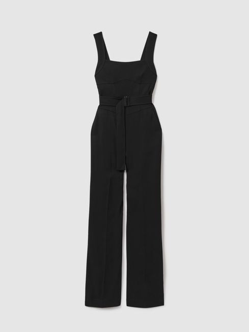 Cross Back Belted Jumpsuit | Reiss US