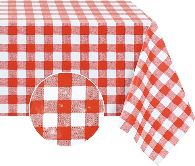 Romanstile Rectangle Vinyl Tablecloth, 100% Waterproof Buffalo Gingham Plastic Table Cloth, Heavy... | Amazon (US)