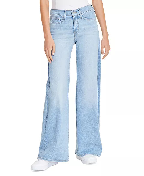 Women's 318 Shaping Stellar-Stretch Wide-Leg Jeans in short length | Macy's