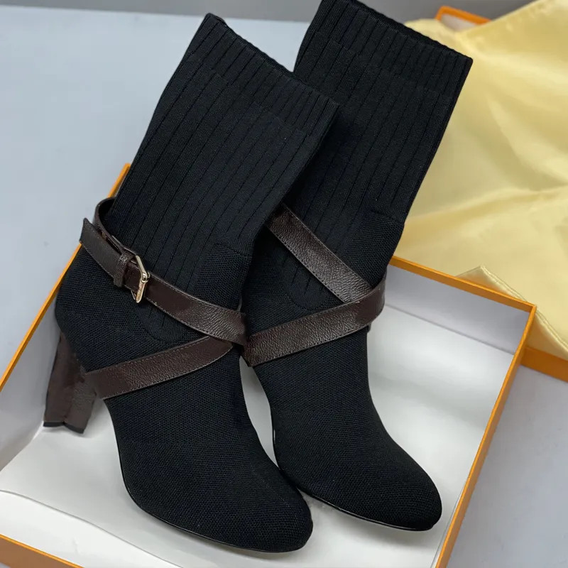 Designer Heels Shoes Woman Silhouette Ankle Boots Fabric Bootie Top Quality Socks Boots Winter Pr... | DHGate