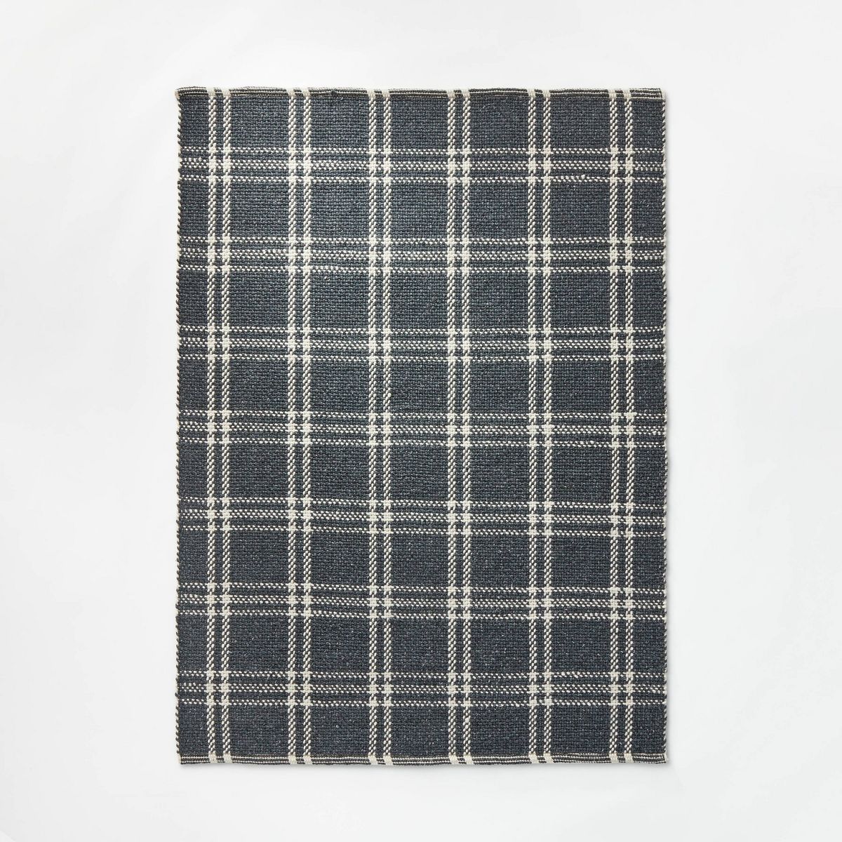 7'x10' Cottonwood Hand Woven Plaid Wool/Cotton Rug Dark Blue - Threshold™ designed with Studio ... | Target