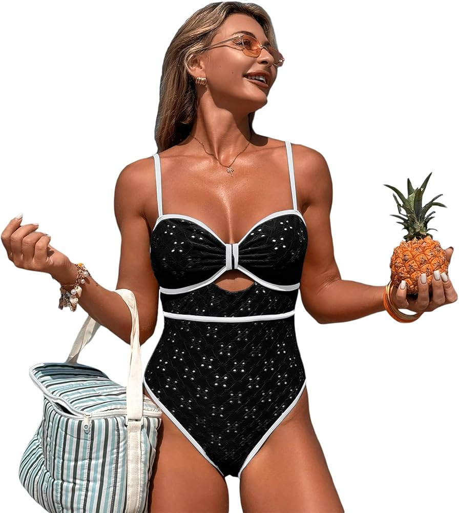 One Piece Boho Swimsuits for Women High Waisted Tummy Control Cutout Vintage Swimsuit Bathing Sui... | Amazon (US)