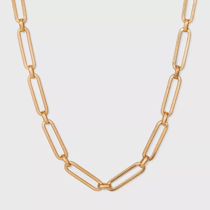 Paper Clip Chain Necklace - Universal Thread™ Worn Gold | Target