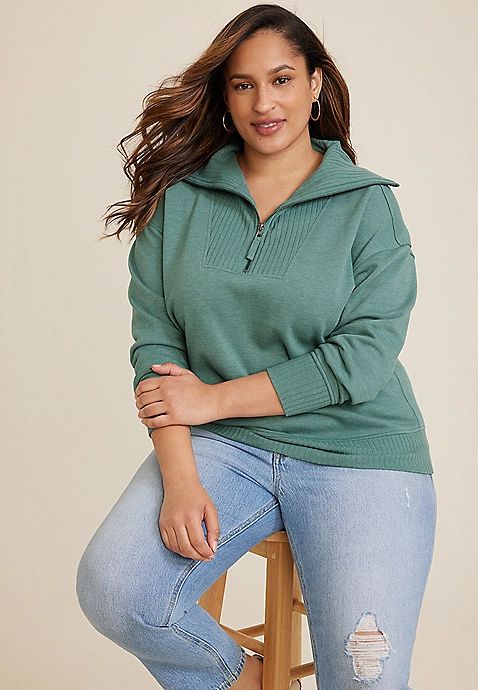 Plus Size Willowsoft Collared Sweatshirt | Maurices