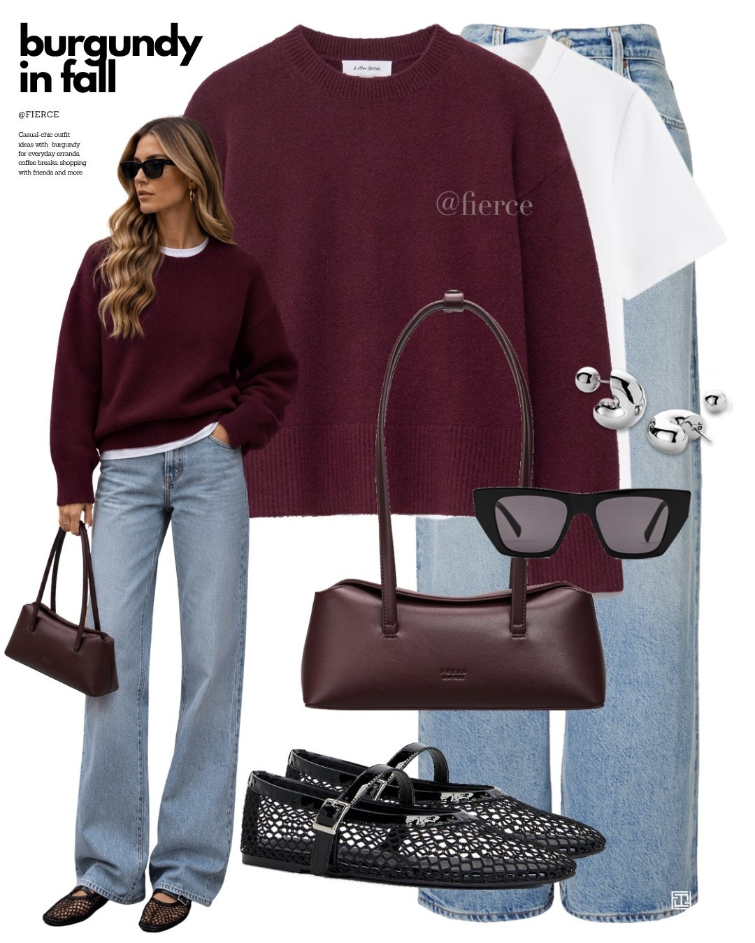 Burgundy jumper blue 90’s jeans fishnet flats burgundy bag

#LTKuk #LTKautumn #LTKeurope