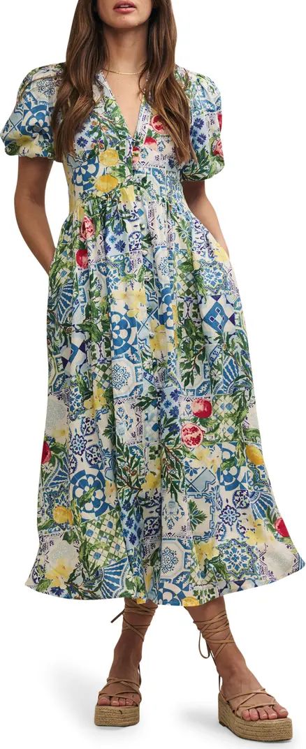 Starlight Tile Print Puff Sleeve Maxi Dress | Nordstrom