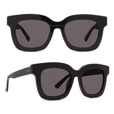 DIFF Eyewear Square Sunglasses for Women - Carson ‚ Black + Grey Polarized | Walmart (US)