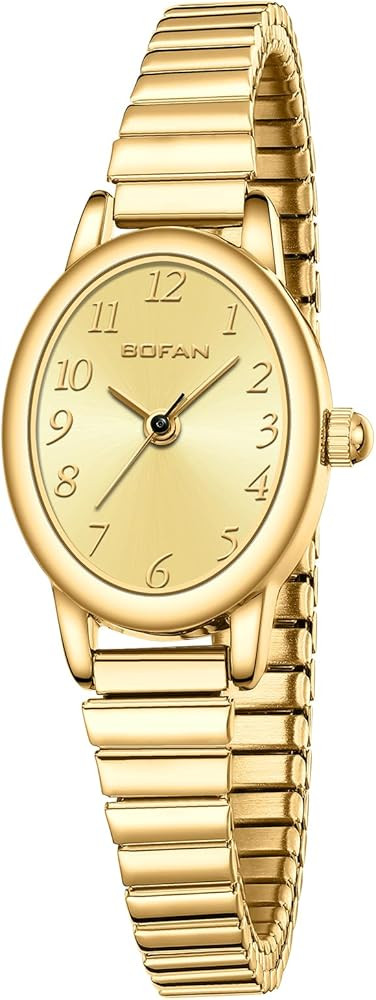 BOFAN Small Gold Watches for Women Easy Read Ladies Quartz Wrist Watches with Stainless Steel Exp... | Amazon (US)